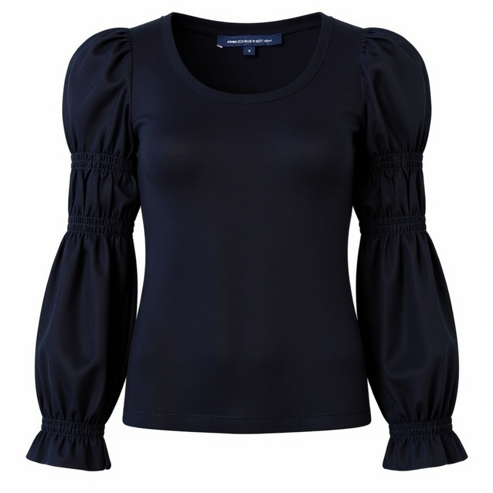 French Connection Black Puff Sleeve Top Size Small